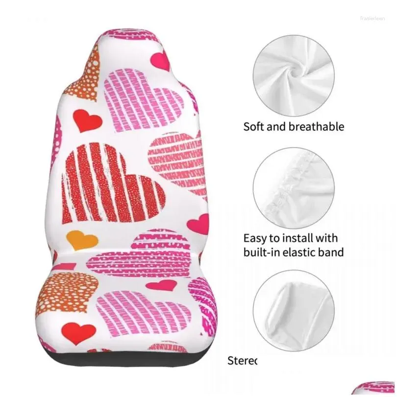 car seat covers hearts seamless pattern cover custom printing universal front protector accessories cushion set