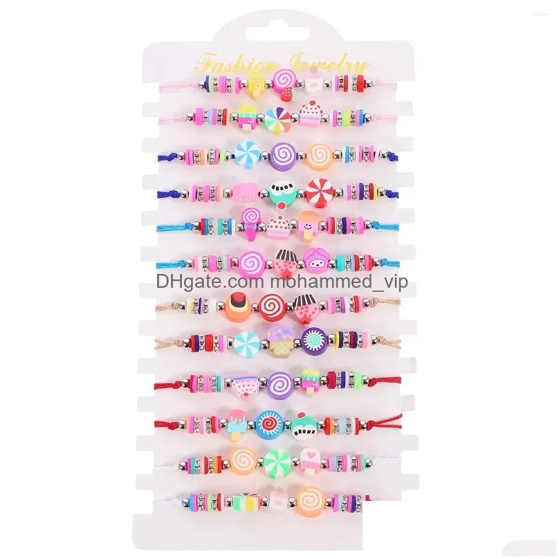 charm bracelets 12 pcs cute bracelet woven colored beaded beads for girl