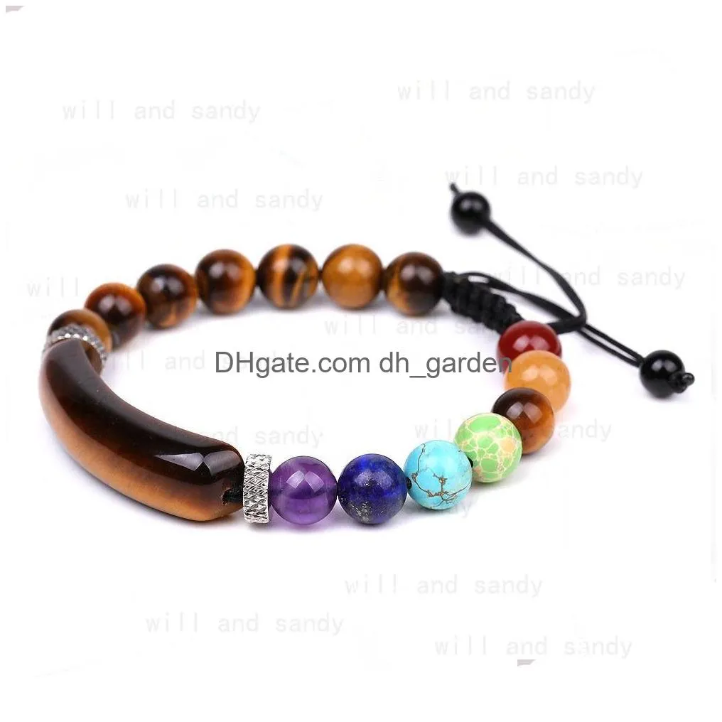 natural stone bridge beaded bracelet braided string adjustable gemstone amethyst tiger eye agate onyx yoga 7 chakra beads bracelets for women fashion