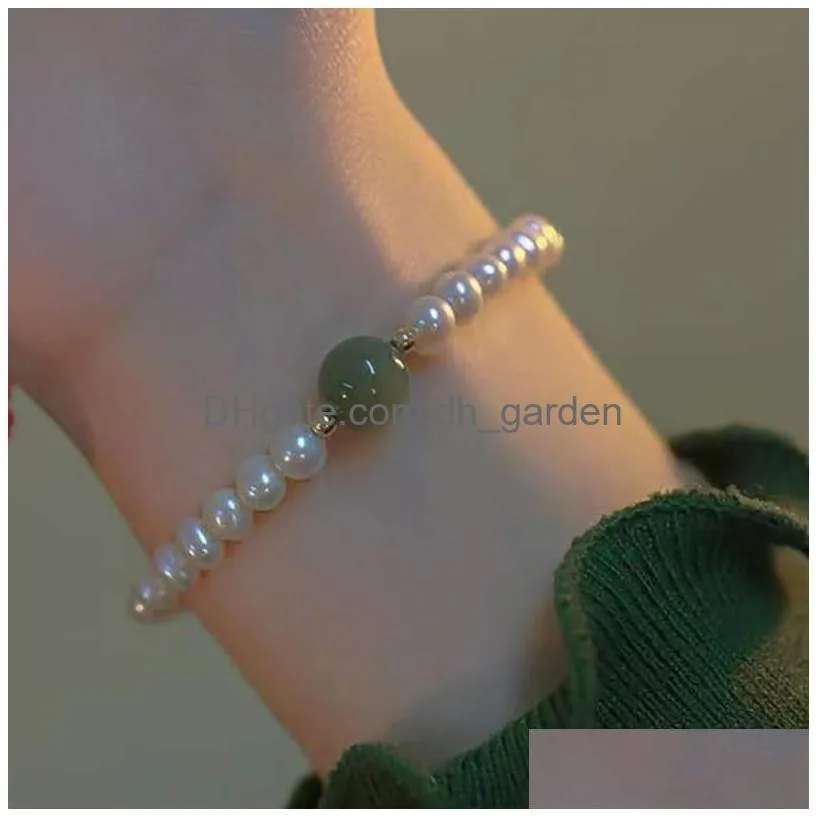 women fashion freshwater pearl bracelet beaded pearl elastic beads jade bracelets fashion jewelry