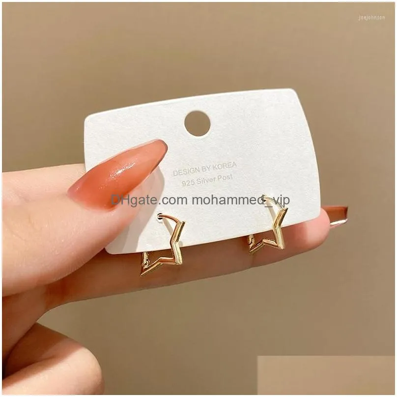 hoop earrings minimalist golden small star for women daily copper geometric hollow huggie ring earring trend 2022