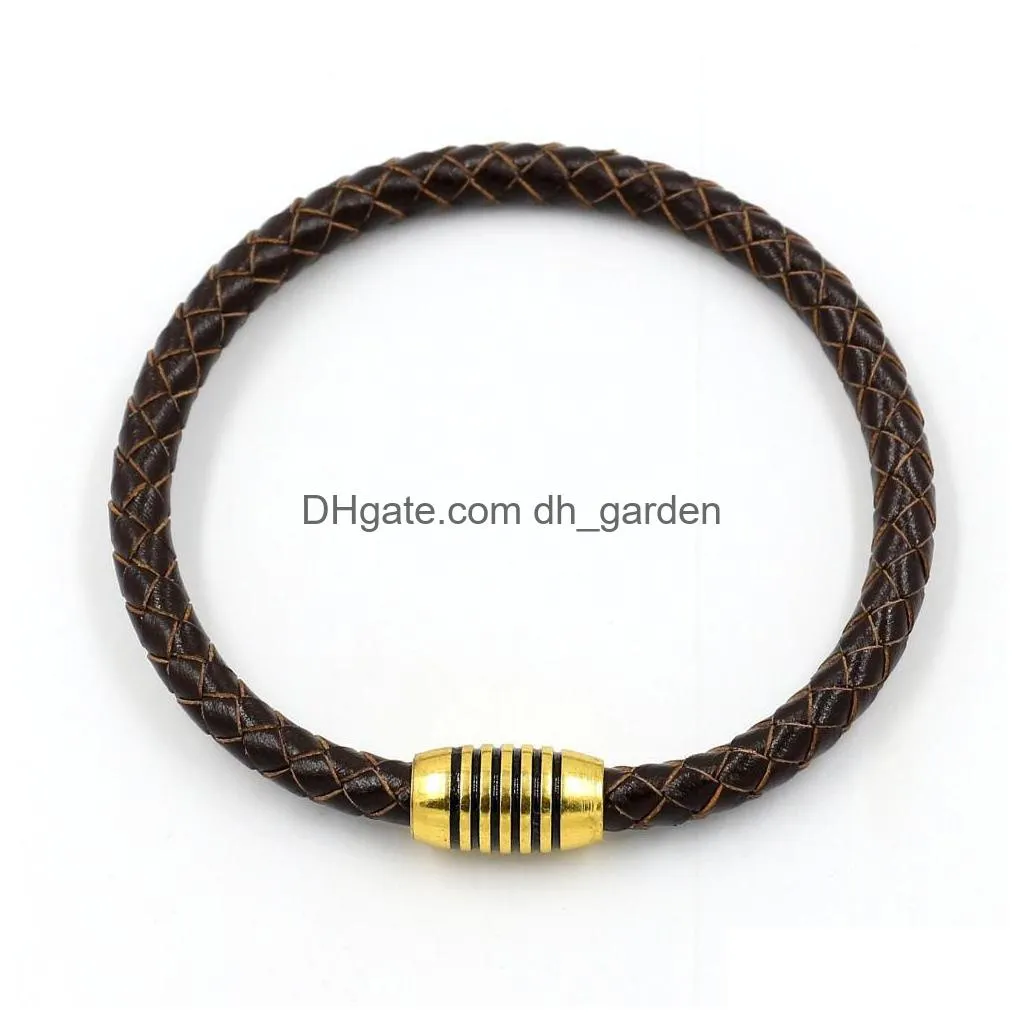 weave leather bracelet charm silver gold magnetic clasp braid bracelets wristband cuff women men fashion jewelry will and sandy drop