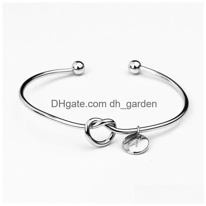 26 a-z english letter initial bracelet silver gold letters charm bracelets bowknot wristband cuffs women jewelry will and sandy