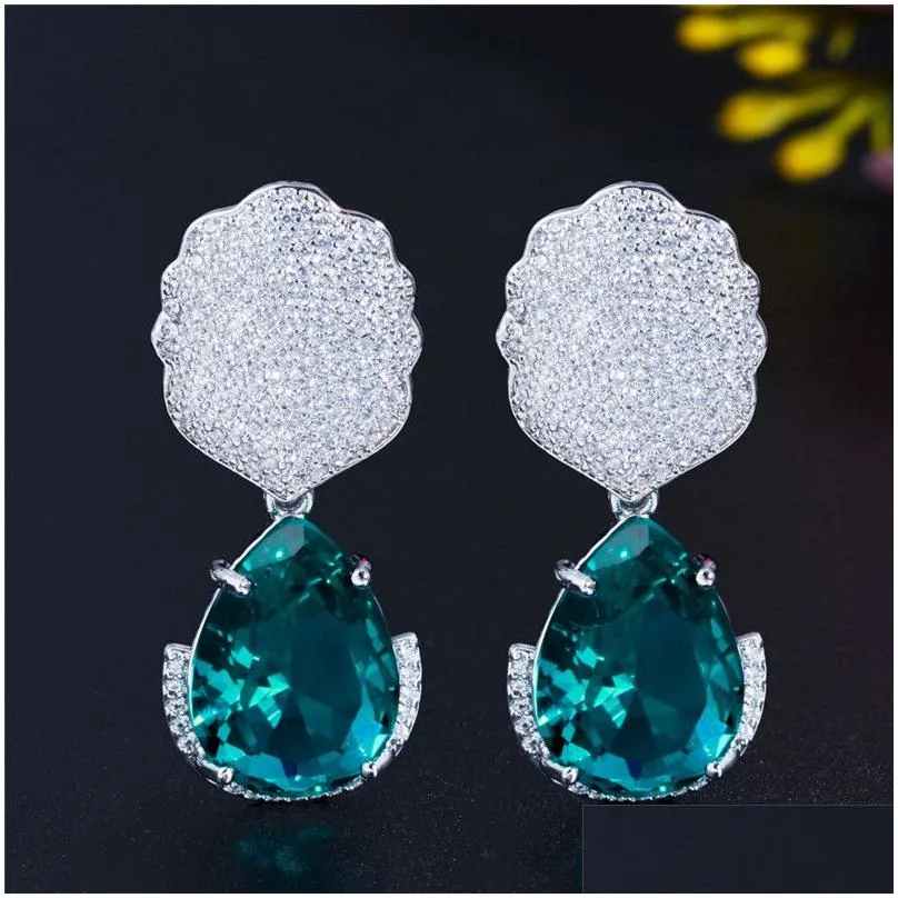 vintage bling crystal flower diamond earring designer for woman dancing party pink aaa cubic zirconia copper earrings womens engagement wedding luxury