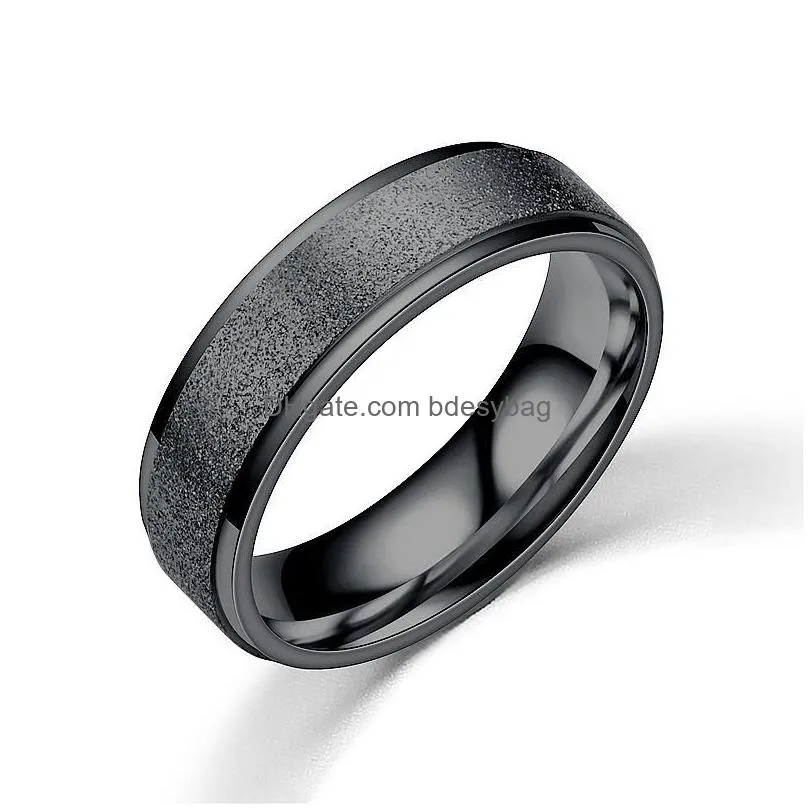 frosted stainless steel dull polish band ring silver gold rainbow rings women men jewelry will and sandy drop ship