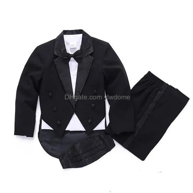 suits 2023 baby boy classic tuxedo blackwhite suits infant baptism wedding suit toddler formal party christening church outfit 4pcs