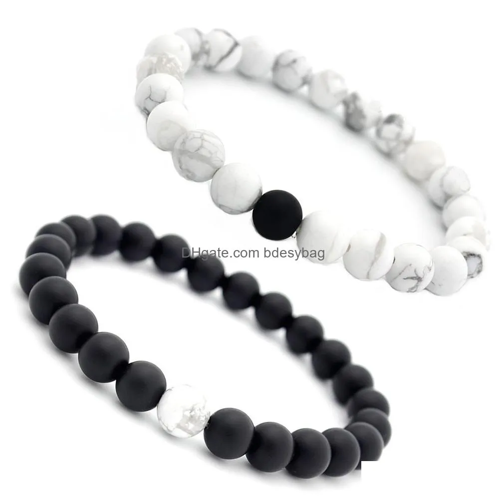 white turquoise rock beaded strand bracelet chakra charm natural stone men 8mm bracelets couple jewelry gift drop ship