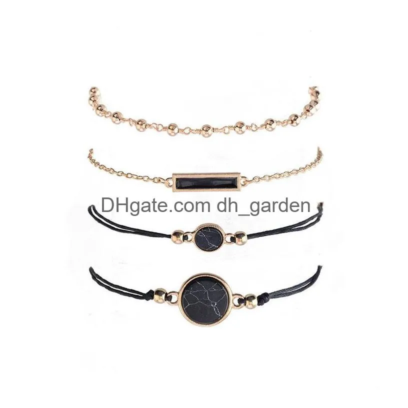 black stone stackable bracelet set bohemian square multilayer bracelets beach jewelry for women will and sandy