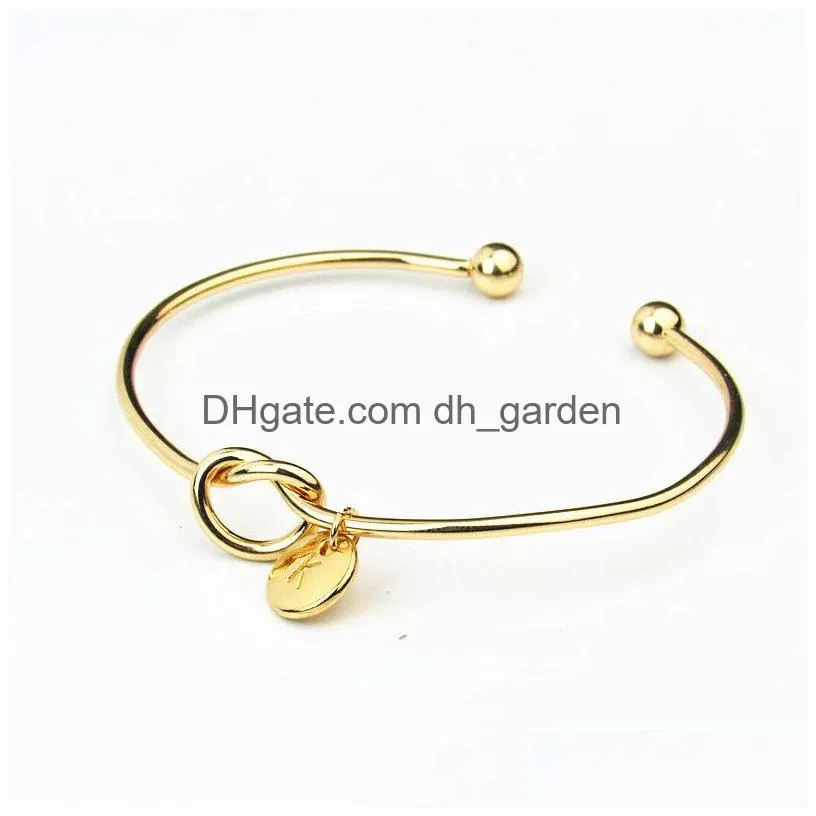 26 a-z english letter initial bracelet silver gold letters charm bracelets bowknot wristband cuffs women jewelry will and sandy