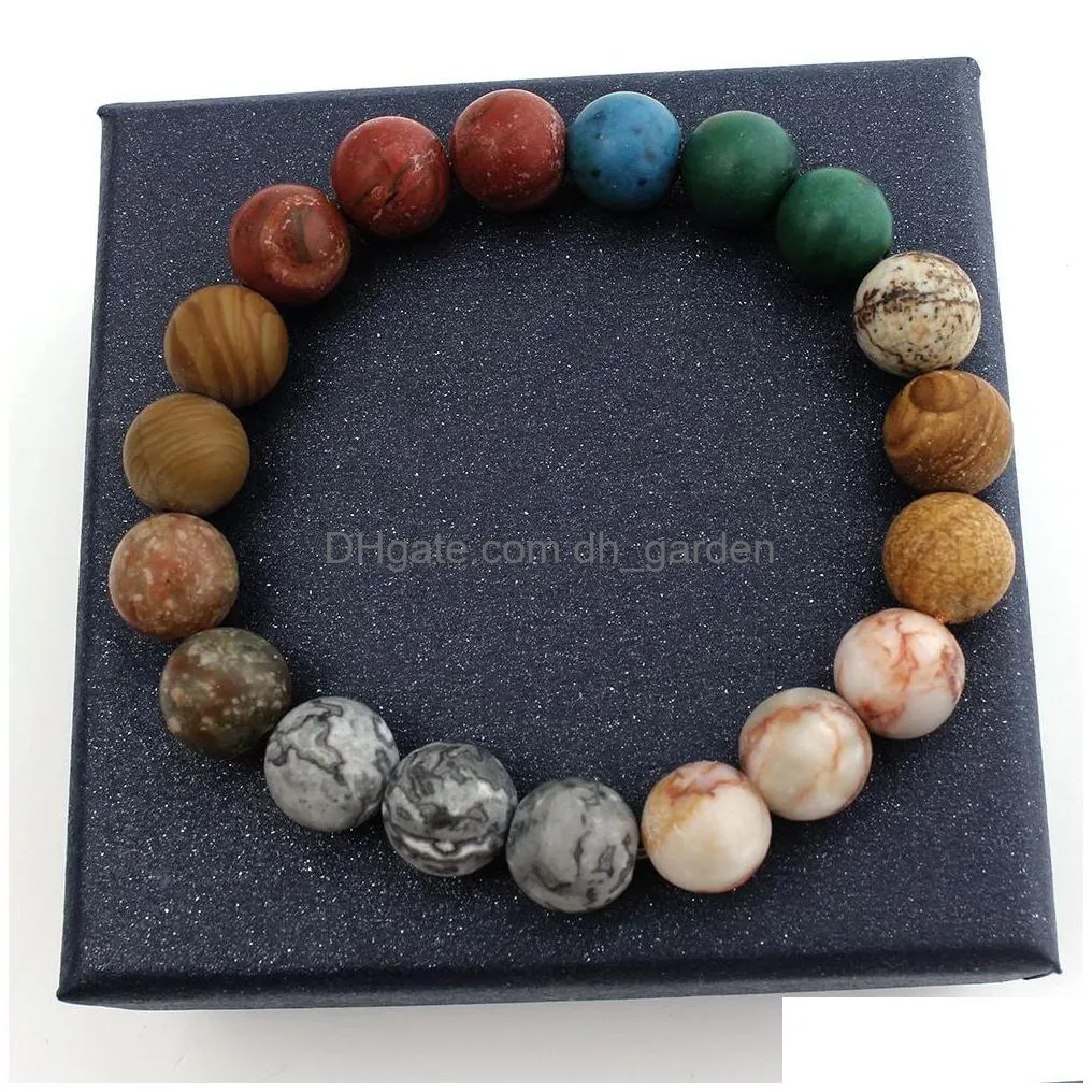 update 10mm universe natural stone agate bracelet stretch beaded bracelets for women men fashion jewelry