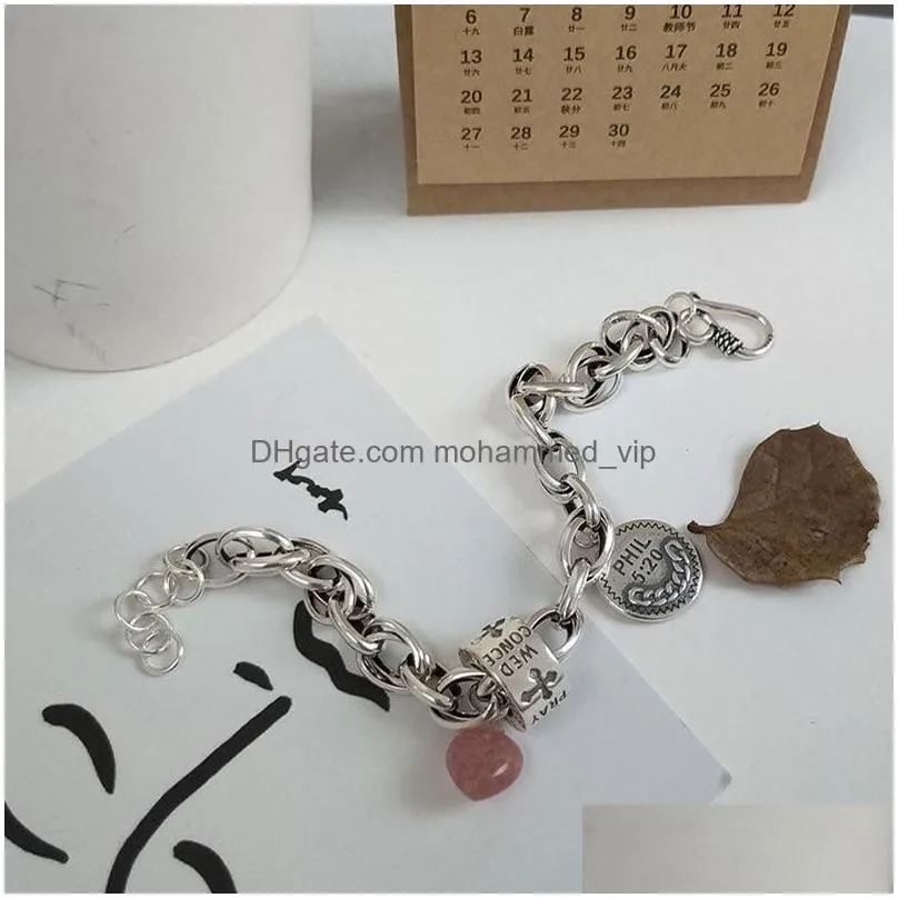 charm bracelets arrival fashion strawberry quartz love heart cross chain vintage female jewelry for women no fade giftscharm