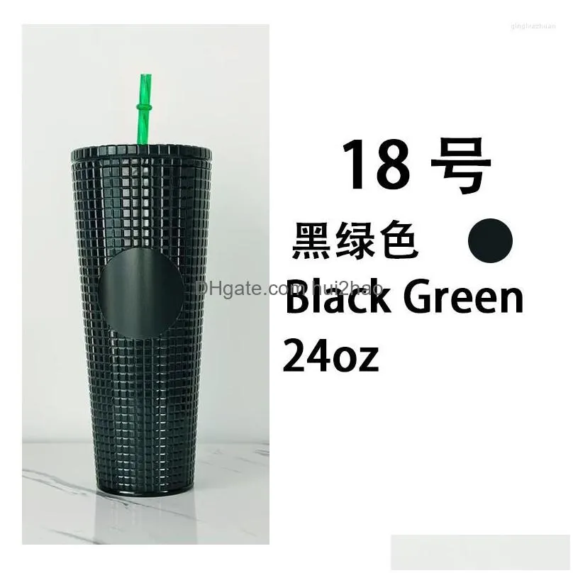 mugs 2022 studded tumbler cold cup plastic grid collection pineapple with straw and lid