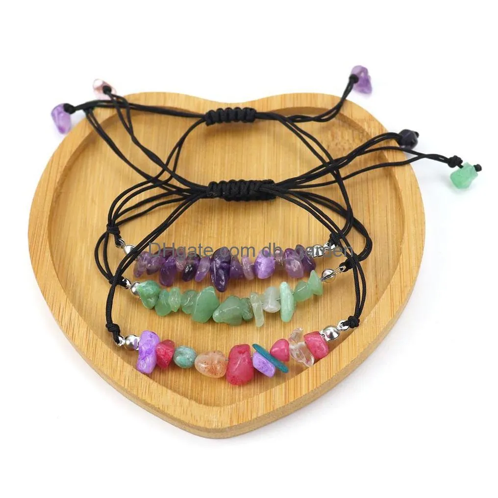 hand woven natural stone bracelet healing crystal beads rose quartz tiger eye amethyst rope handmade adjustable bracelets