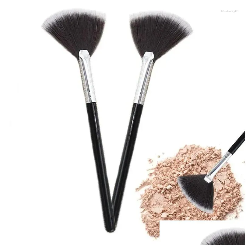 makeup brushes 1 pcs professional fan brush blending highlighter contour face loose powder rose gold cosmetic beauty tools