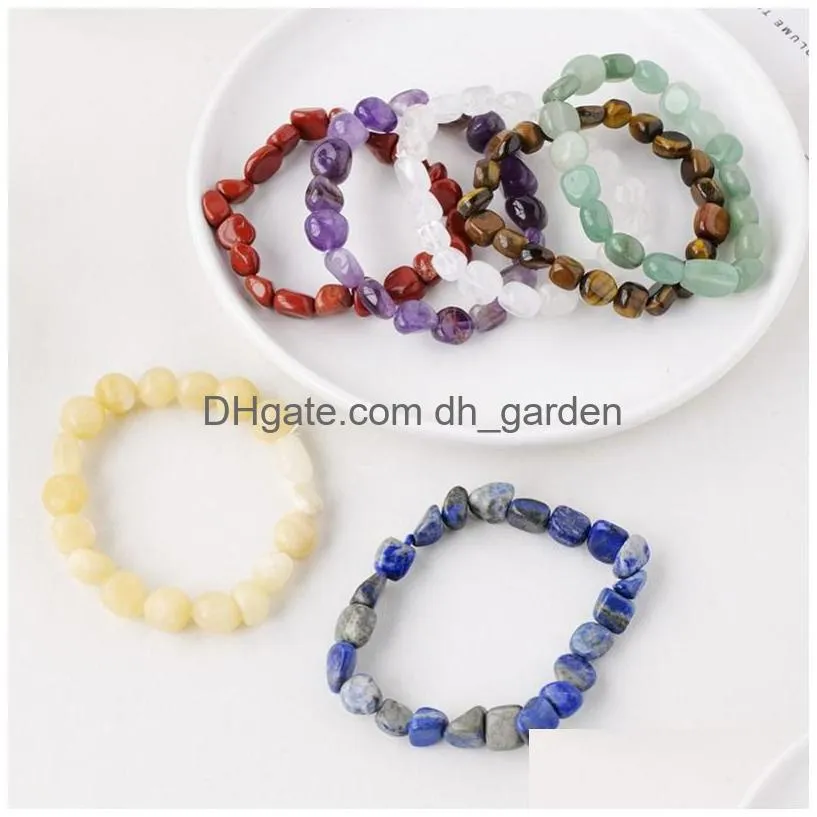 irregularly natural stone beaded bracelets jewelry amethyst gravel agate rose quartz gemstone bracelet women fashion jewelry