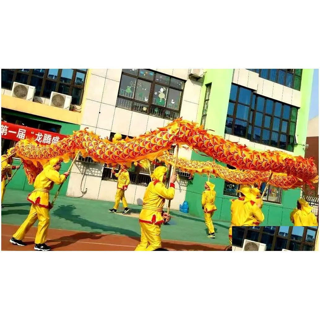 classic size 5 7m silk chinese dragon dance 6 kids children folk mascot costume special culture holiday party year spring da195g