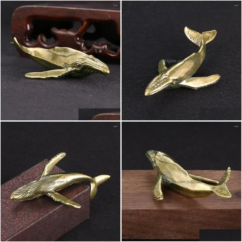garden decorations solid brass whale figurines vintage sea animal statue desktop ornaments office crafts accessories