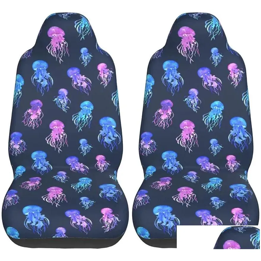 car seat covers cover blue pink jellyfishes s vehicle front universal fit protector 2 pcs