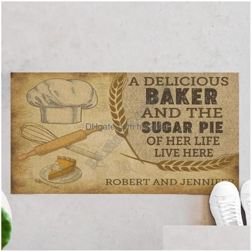 carpets personalized a delicious baker and the sugar pie of her life live here doormat non slip door floor mats decor porch