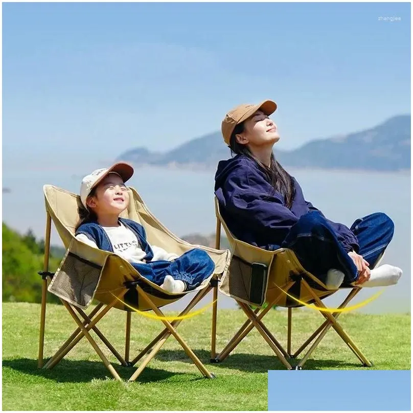 camp furniture outdoor folding camping portable chair moon collapsible foot stool for hiking picnic fishing chairs seat tools