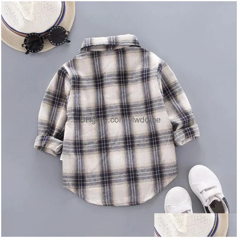 ienens baby shirt thin clothes spring clothing infant boy plaid cotton tops 1 2 3 4 years kids long sleeves shirt toddler wear 240201