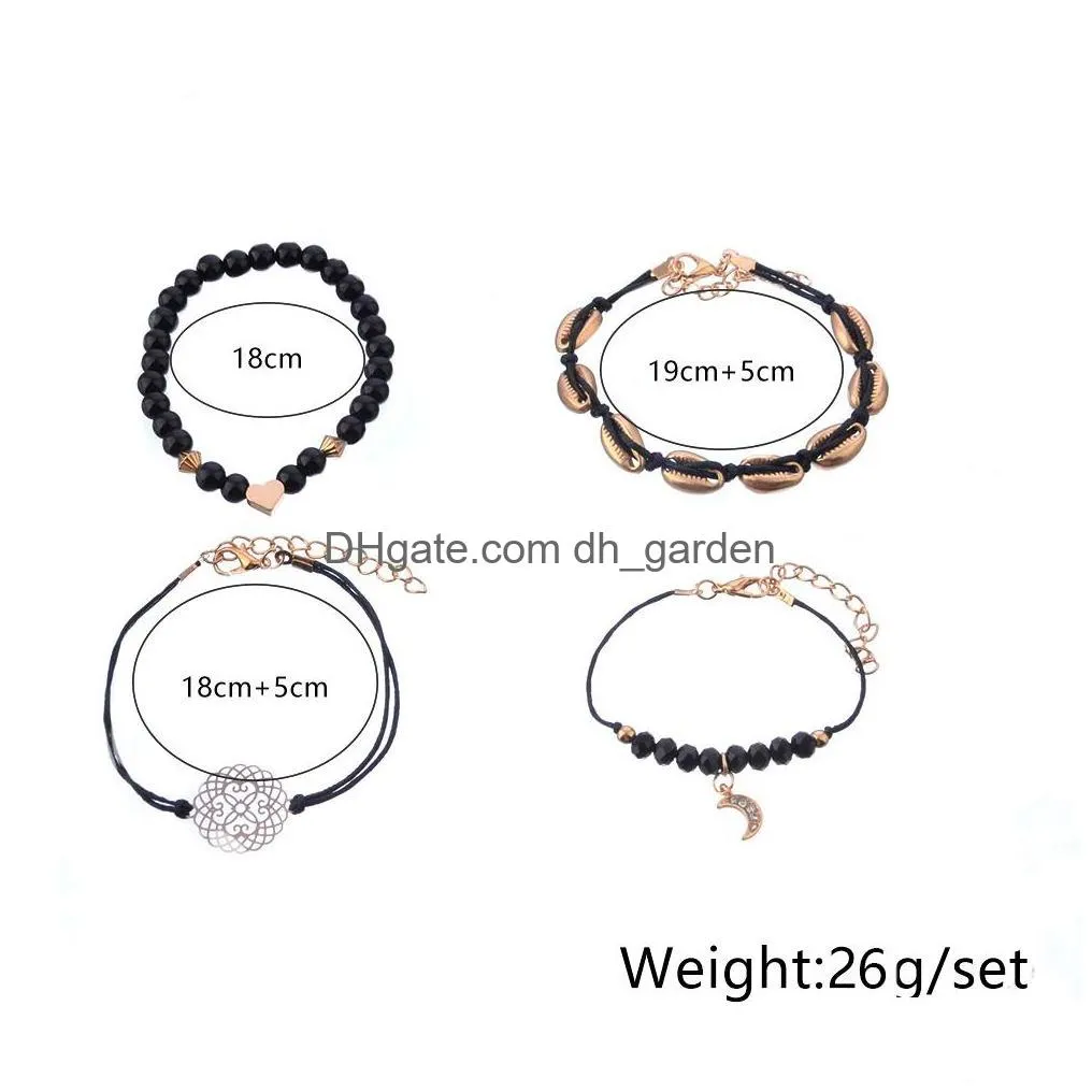 metal gold floral shell bracelet heart moon multilayer bracelets women fashion summer beach jewelry gift drop ship