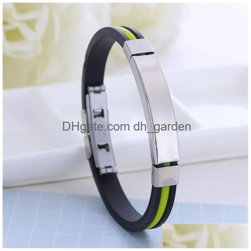 spiricle silicone bracelet bangle cuff stainless steel tag bracelets wristband for women mens fashion jewelry will and sandy gift