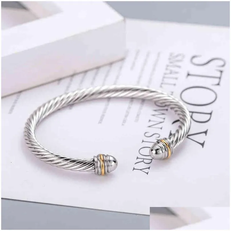 designer bangle bracelet dy luxury twisted pearl head women fashion versatile twist bracelets jewelry platinum plated wedding gifts