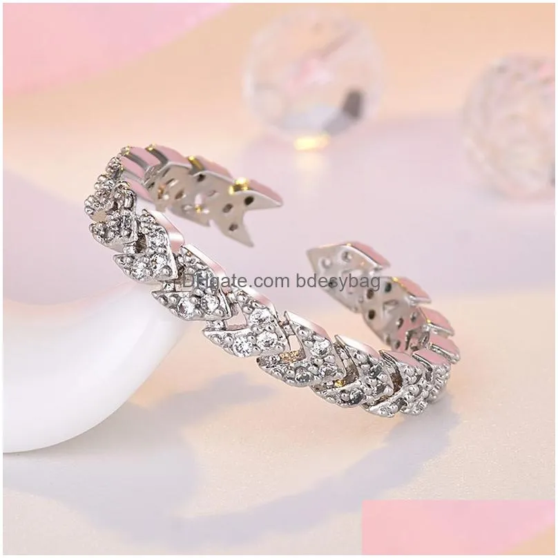 arrow diamond ring band finger rose gold open adjustable rings for women fashion jewelry will and sandy