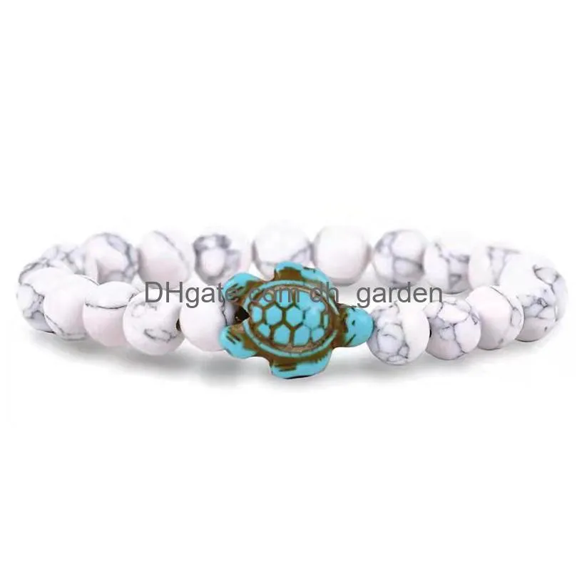 natural stone rose quartz tiger eye turtle charm stone bracelet wholesale beach jewelry
