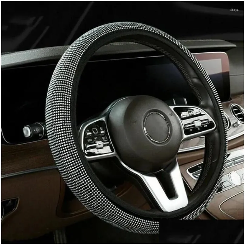 steering wheel covers 1pc universal 15`` bling rhinestone car cover white accessories