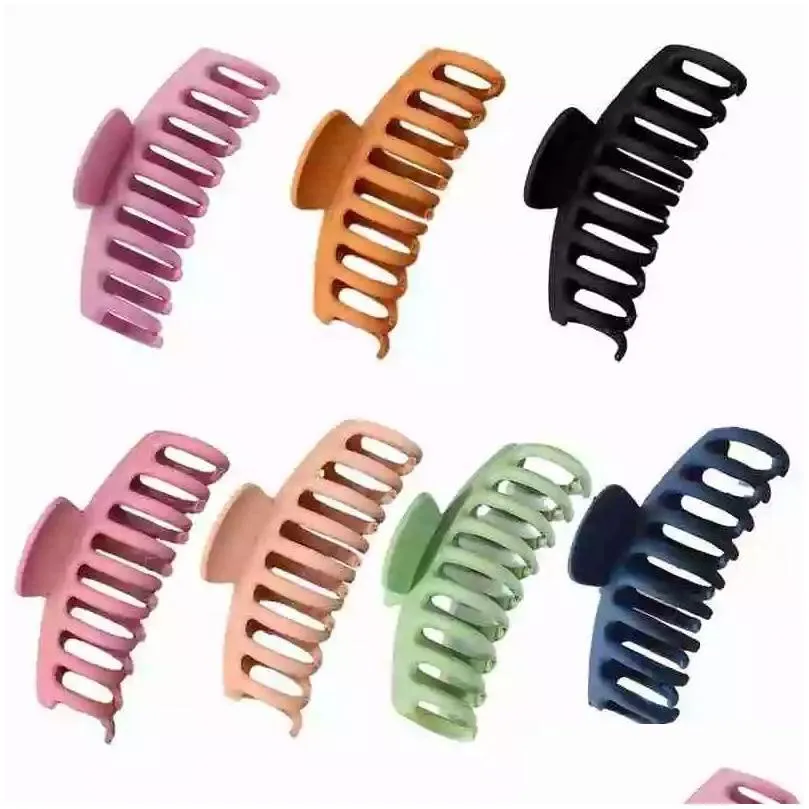 korean big hair claws elegant frosted acrylic hair clips for women big ponytail clip pure color hairpin claws hot