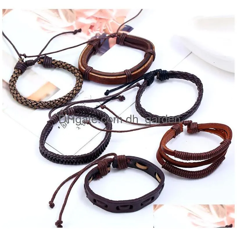 adjustable weave braid leather bracelet set multi layer wrap bracelets wristband bangle cuff women men fashion jewelry will and sandy