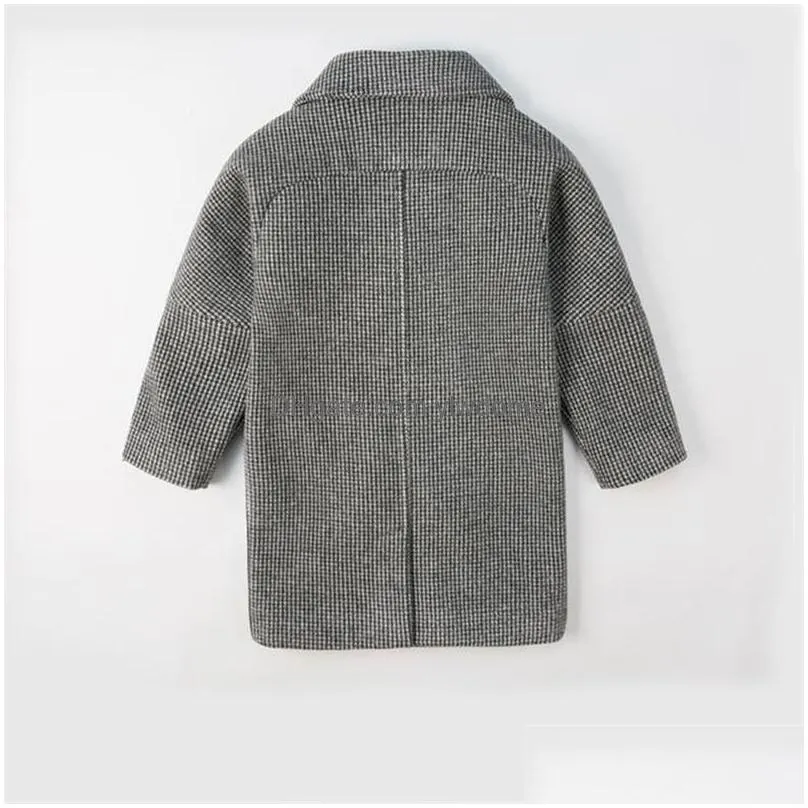 coat fashion lattice high quality children woolen for boys autumn winter buttons kids clothes coat 230926