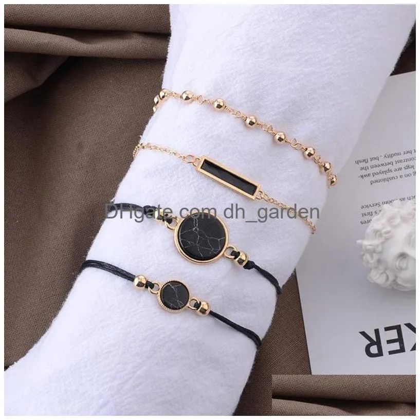 black stone stackable bracelet set bohemian square multilayer bracelets beach jewelry for women will and sandy