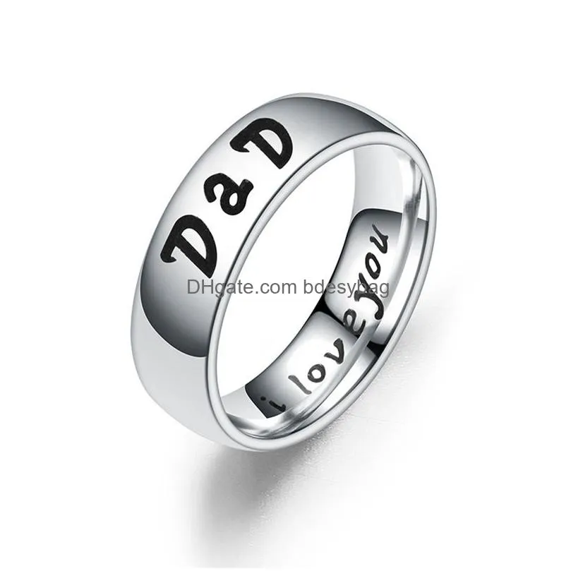 stainless steel family member ring band letter mom son daughter rings gift for women men hip hop jewelry drop ship