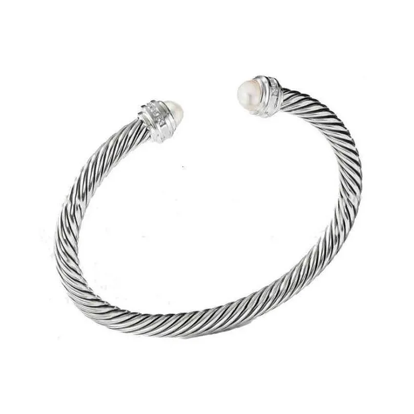 designer bangle bracelet dy luxury twisted pearl head women fashion versatile twist bracelets jewelry platinum plated wedding gifts