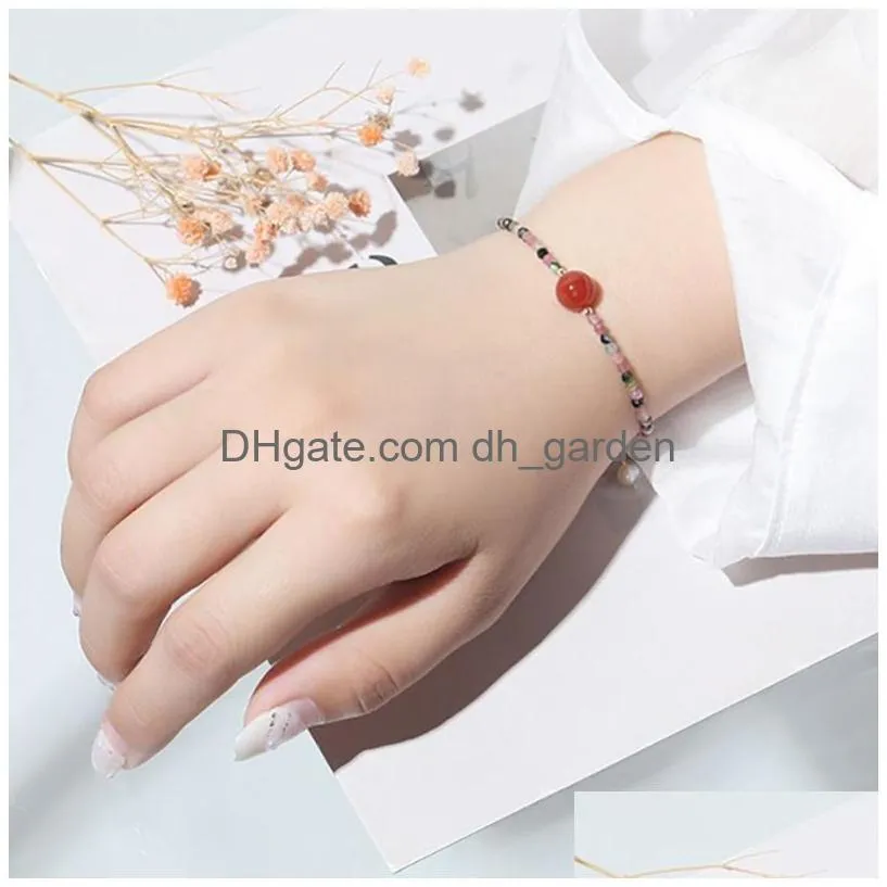 3mm natural stone tourmaline bracelet small natural gemstone beads adjustable bracelets bangles women jewelry