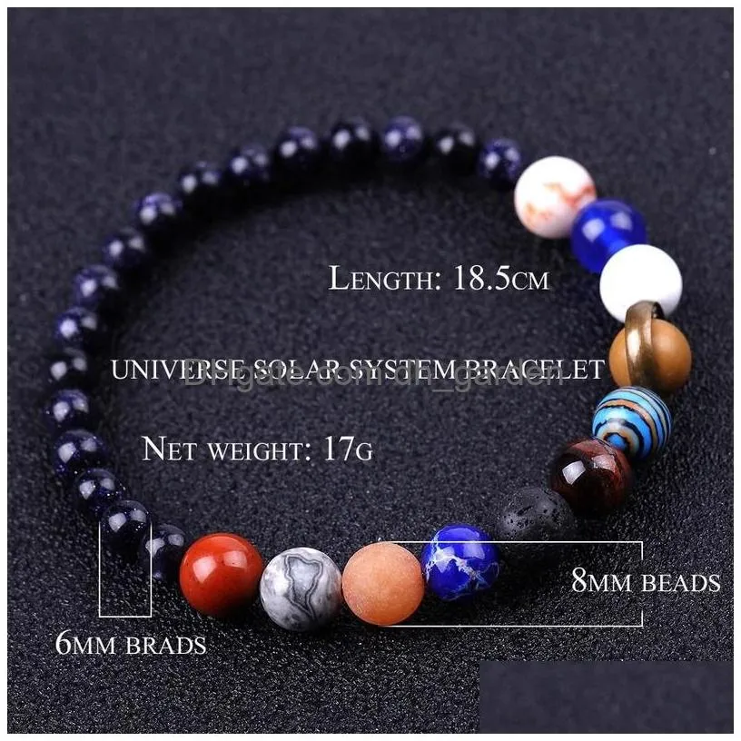 universe solar system sun satellite bracelet lava rock tiger eye turquoise natural stone beads bracelets for women men fashion jewelry