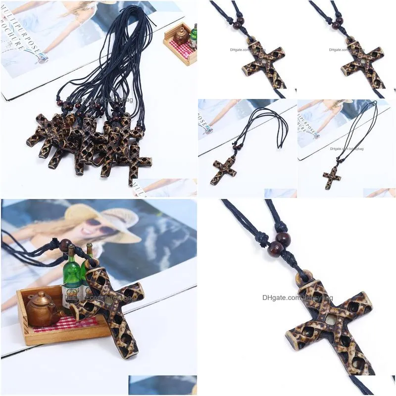 hollow jesus cross necklaces adjustable long chain resin cross pendant for women men fashion jewelry necklaces gift