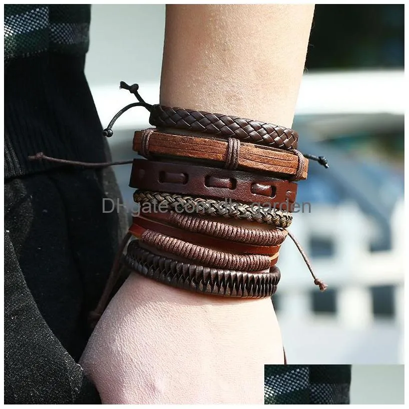 adjustable weave braid leather bracelet set multi layer wrap bracelets wristband bangle cuff women men fashion jewelry will and sandy