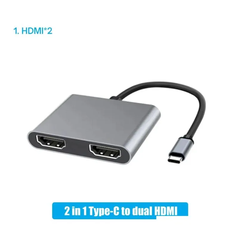 port usb c hub type-c to dual hdmi-compatible adapter 4k 60hz screen expansion docking station for macbook mobile phone pc