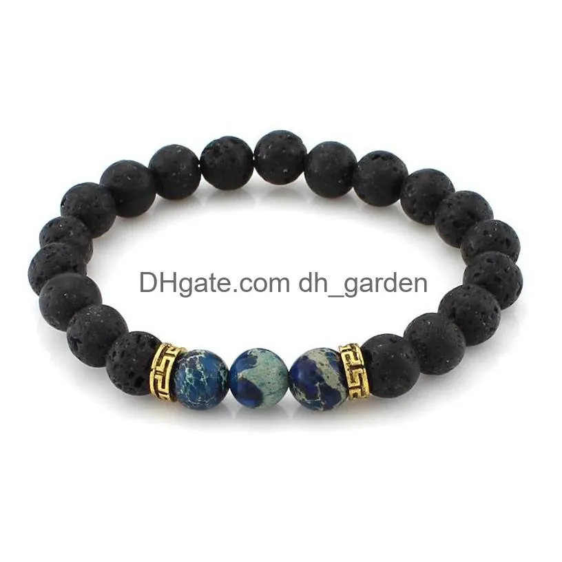 natural stone black lava beaded strands bracelets turquoise buddha oil diffuser bracelet fine jewelry for women