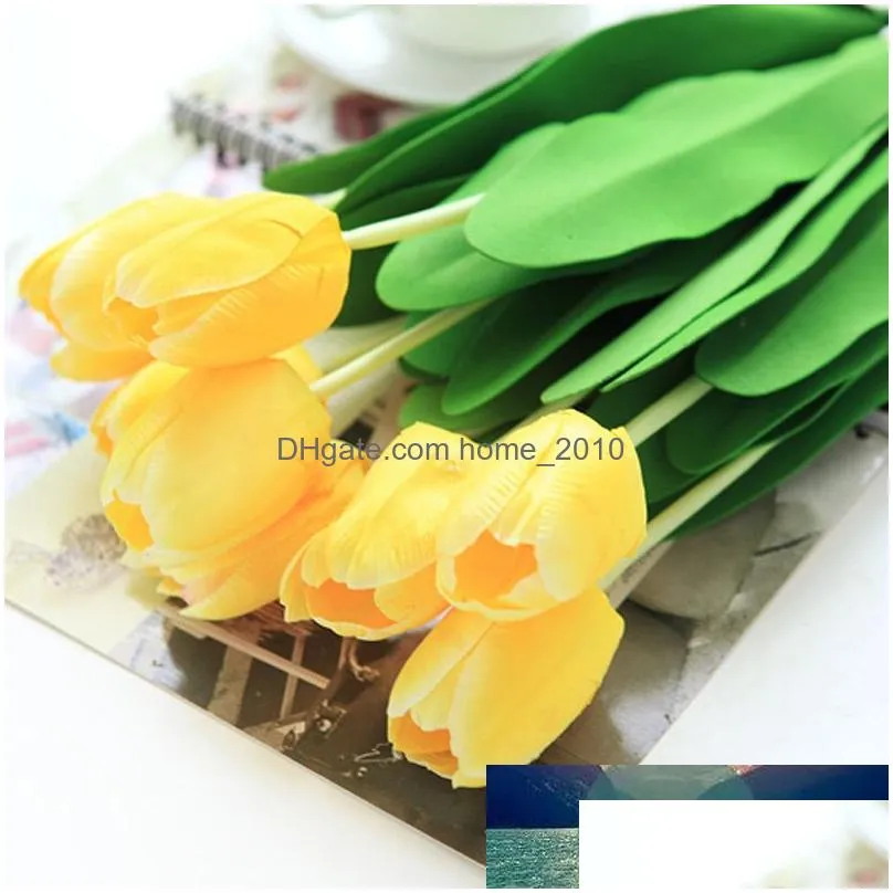wholesale white artificial flower high quality real touch pu tulip desktop wedding home decoration gift multi-color party decor