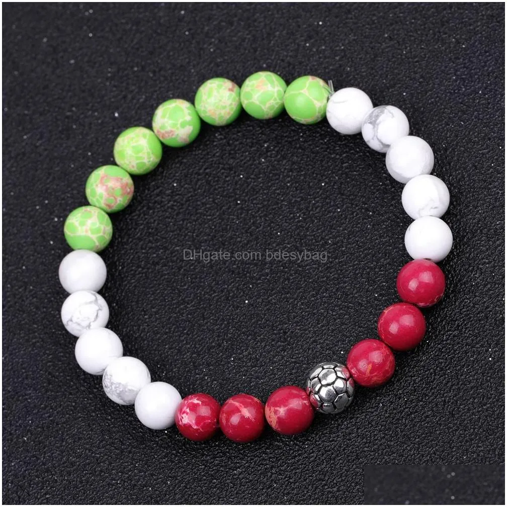 8mm multicolored stone bracelet emperor gemstone soccer beaded elastic bracelet for men women