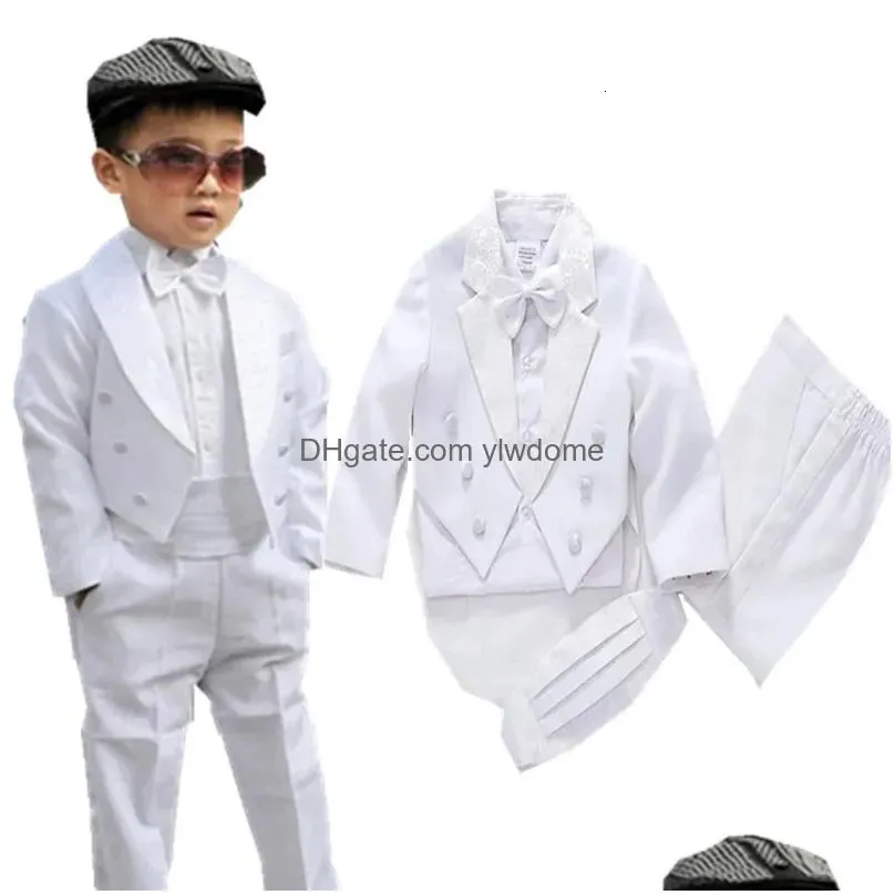 suits 2023 baby boy classic tuxedo blackwhite suits infant baptism wedding suit toddler formal party christening church outfit 4pcs