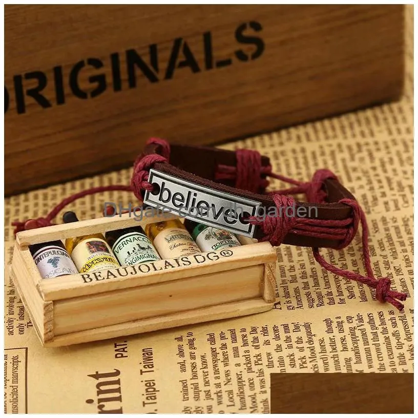 believe id tag charm bracelets string adjustable leather bracelet wristband bangle cuff for women men fashion jewelry will and sandy