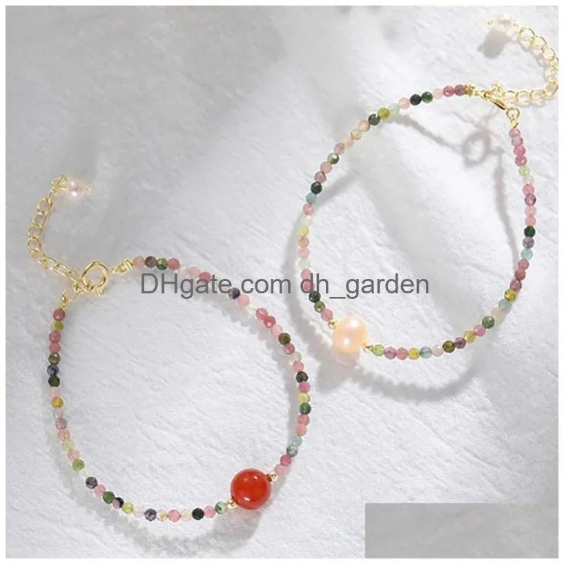 3mm natural stone tourmaline bracelet small natural gemstone beads adjustable bracelets bangles women jewelry