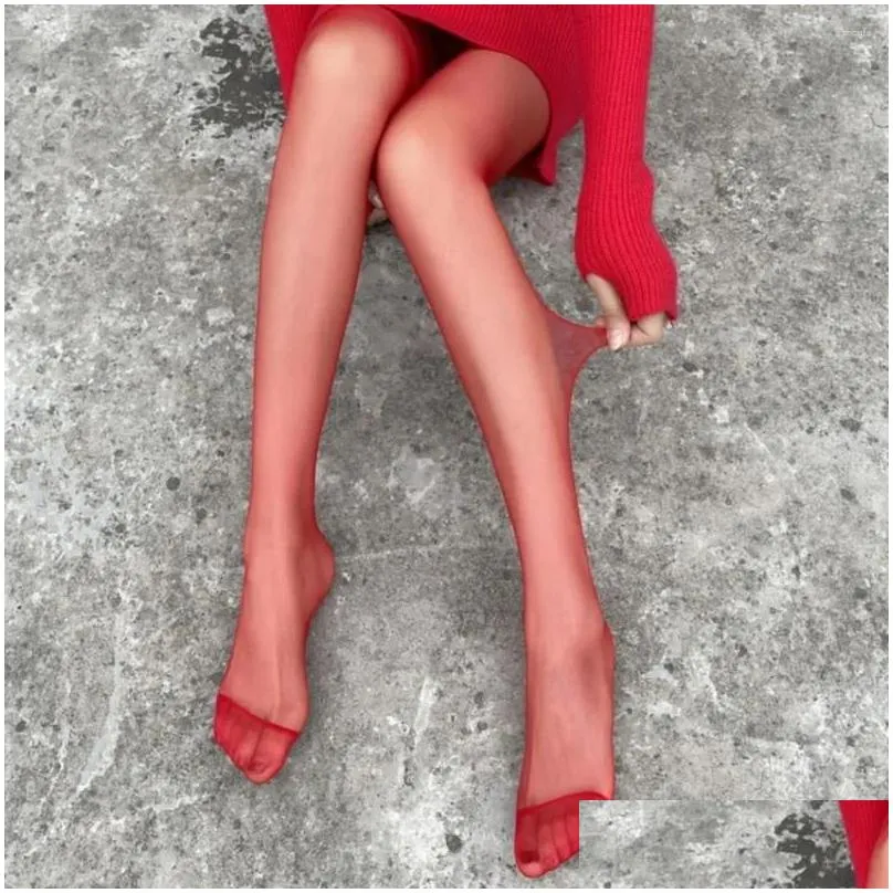 women socks anti-hook red pantyhose stockings elastic seamless tights high waisted leggings heel