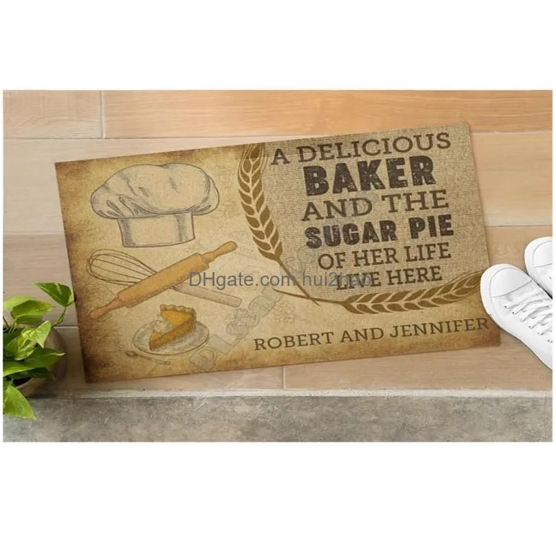 carpets personalized a delicious baker and the sugar pie of her life live here doormat non slip door floor mats decor porch